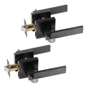 VEVOR Entry Lever Door Handle, 2 PCS Black Entry Knob, Lock and Key Locking Lever Set, Contemporary Square Door Lever