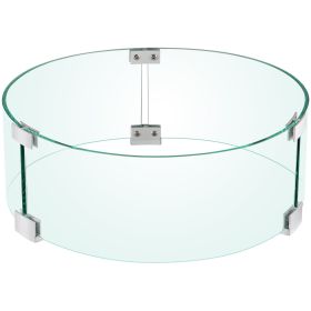 VEVOR Fire Pit Wind Guard, 17 x 17 x 6 Inch Glass Flame Guard, Round Glass Shield, 1/4-Inch Thick Fire Table, Clear Tempered Glass Flame Guard