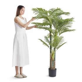 VEVOR Artificial Gold Cane Palm Tree, 6.5 FT Tall Faux Plant, PE Material & Anti-Tip Tilt Protection Low-Maintenance Plant