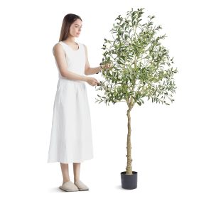 VEVOR Artificial Olive Tree, 6 FT Tall Faux Plant, Secure PE Material & Anti-Tip Tilt Protection Low-Maintenance Plant