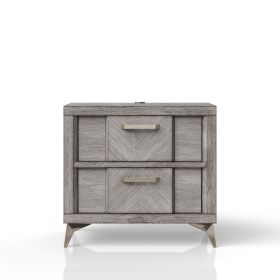 2 Drawer Nightsand in Gray Bookmatched Veneers