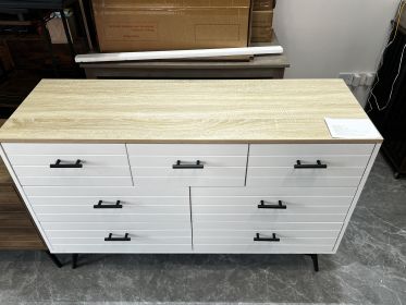 7 Drawer Dresser for Bedroom with Deep Drawers, Wood Dressers & Chest of Drawers, Modern White Long Dressers for Closet Living Room