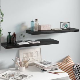 Floating Wall Shelves 2 pcs High Gloss Black 31.5"x9.3"x1.5" MDF