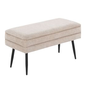 Neapolitan Contemporary Storage Bench in Black Metal and Light Brown Fabric by LumiSource