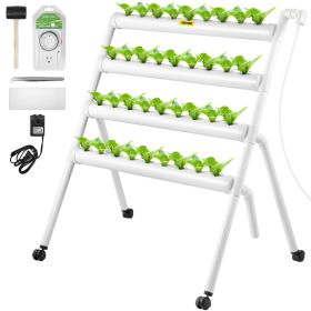 VEVOR Hydroponics Growing System, 36 Sites 4 Food-Grade PVC-U Pipes, 4 Layers Indoor Planting Kit with Water Pump, Timer, Nest Basket