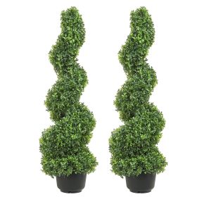 VEVOR 2 pcs. Artificial Boxwood Tower Topiary Spiral Artificial Plant 122cm high Decorative Plant Green Plastic PE Iron Topiary Plants incl. 10 pcs. R