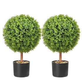 VEVOR 2x Artificial Boxwood Ball Ø40,6cm Garden Deco Boxwood in Flowerpot Ball Artificial Boxwood Ball Artificial Plant made of PE, Wood