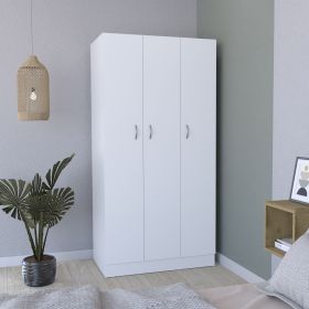 Ohio Armoire Wardrobe with 3-Doors, 2-Drawers, and 4-Tier Shelves White