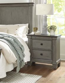 Transitional-Rustic Style Coffee and Antique Gray 2-Drawer Nightstand 1pc Flat Knobs Classic Bedroom Furniture