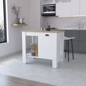 Lander Kitchen Island with Single Door and Lower Open Shelf