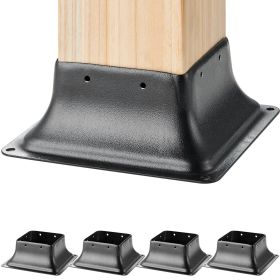 VEVOR 4x4 Post Base 4Pcs, Internal 3.6"x3.6" Heavy Duty Powder-Coated Steel Post Bracket Fit for Standard Wood Post Anchor