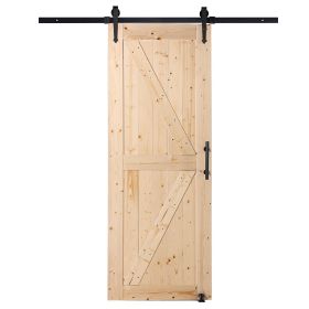 VEVOR Barn Door and Hardware Kit, 30" x 84" Wood Sliding Barn Door, Smoothly and Quietly, Barn Door Kit with 8-in-1 Floor Guide and Door Handle