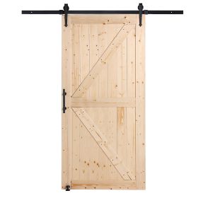 VEVOR Barn Door and Hardware Kit, 42" x 84" Wood Sliding Barn Door, Smoothly and Quietly, Barn Door Kit with 8-in-1 Floor Guide and Door Handle