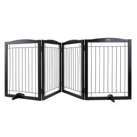 VEVOR Free Standing Dog Gate, 32" H x 96.5" W Freestanding Pet Gate, 4 Panels Foldable Dog Gate for Wide and Narrow Passageways