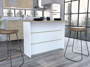 Fendi Kitchen Island with Ample Workstation and 2-Tier Shelf White / Light Pine