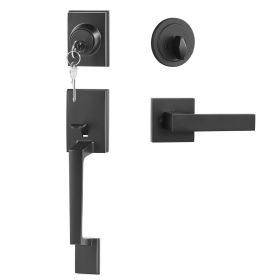 VEVOR Front Door Handle and Deadbolt Set, Matte Black Square Handle Set with Lever Door Handle