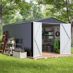 Outdoor Sheds 10FT x 10FT & Outdoor Storage Clearance, Metal Anti-Corrosion Utility Tool House with Lockable Door & Shutter Vents