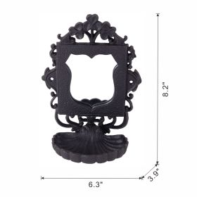 6.3x3.9x8.2" Black Cast Iron Soap Dishes with Mirror