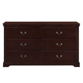 Classic Traditional 1pc Dresser of 6 Drawers Cherry Finish Bedroom Wooden Storage Furniture