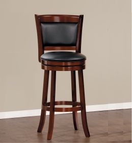 Comfortable Swivel Pub Height Chair 1pc Dark Cherry Finish Faux Leather Upholstery Solid Wood Furniture, Swivel Bar Chair