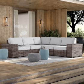 102" Wide Reversible Outdoor Wicker Sectional Sofa with Cushions – Fully Assembled