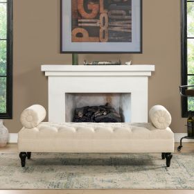 Lewis Bolster Arm Entryway Bench, Sky Neutral Beige Polyester