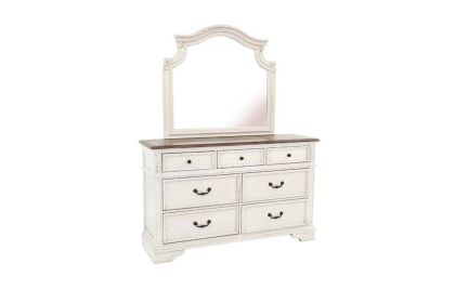 Antique White Wooden 1pc Dresser Only Bedroom Formal Antique Walnut Top Storage 7-Drawers Dresser Table (NO MIRROR)