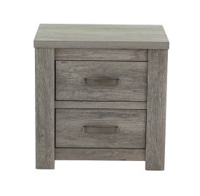 Bedroom Furniture Rustic Light Grey Simple 1pc Nightstand 2-Drawers Bed Side Table Solidwood