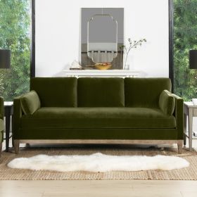 Knox 84" Modern Farmhouse Sofa, Olive Green Performance Velvet