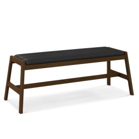 50 Inch Long Solid Wood Dining Bench Upholstered Table Bench with Faux Leather Padded Seat