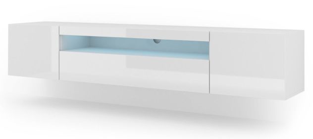 AURA 200 TV STAND / 78,74 in white matt / white gloss + LED RGB