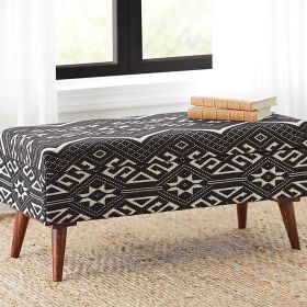 Black and White Upholstered Storage Bench