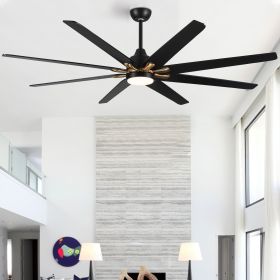 72 In.Antique Black Wooden Large Ceiling Fan With LED Light and Remote Control