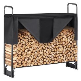 VEVOR 4.3FT Outdoor Firewood Rack with Cover, 52x14.2x46.1 in, Heavy Duty Firewood Holder & 600D Oxford Waterproof Cover for Fireplace, Patio