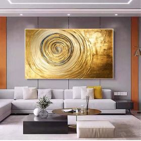 Hand Painted Oil Painting Original Gold Texture Oil Painting on Canvas Large Wall Art Abstract Minimalist Painting Golden Decor Custom Painting Living (style: 01, size: 75x150cm)