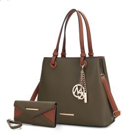 MKF Collection Kearny Women Tote Bag with Wallet by Mia k (Color: Olive, Material: Polycarbonate)