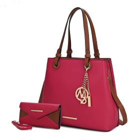 MKF Collection Kearny Women Tote Bag with Wallet by Mia k (Color: Fuchsia, Material: Polycarbonate)