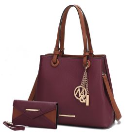 MKF Collection Kearny Women Tote Bag with Wallet by Mia k (Color: Burgundy, Material: Polycarbonate)