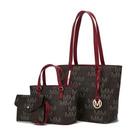 MKF Collection Aylet M Tote with Mini Handbag and Wristlet Pouch by Mia k (Color: Red, Material: Polycarbonate)