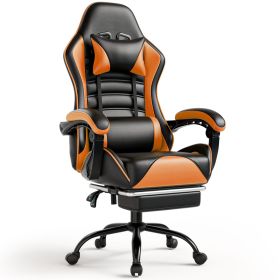 Ergonomic Gaming Chair for Adults, Comfortable Computer Chair for Heavy People, Adjustable Height Office Desk Chair with Wheels (Color: Orange)