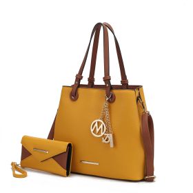 MKF Collection Kearny Women Tote Bag with Wallet by Mia k (Color: Yellow, Material: Polycarbonate)