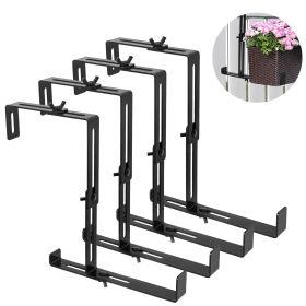 2pcs/4pcs Window Box Brackets, Adjustable Planter Box Brackets, Universal Steel Hanging Flower Box Brackets for Railings Deck Windowsill (QTY: 4PCS)