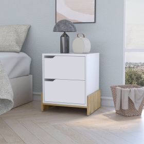 Lovell Nightstand with Sturdy Base and 2-Drawers (Color: as Pic)