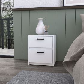 Myrtle 2 Drawers Nightstand, Bedside Table with Metal Handles (Color: as Pic)