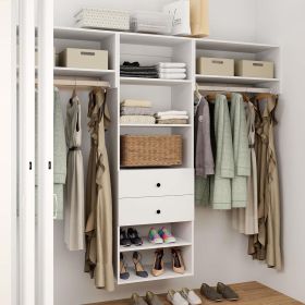 Closet Organizer System, 71"H Walk in Closet System with Drawers, Wood Armoire Wardrobe Closet with Shelves (Color: YG-A3B2B2)