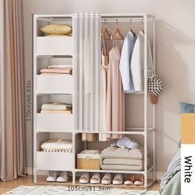 Portable simple wardrobe with 4-tier (Color: White)